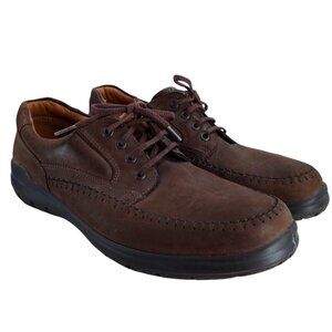 Ecco Seawalker Brown Leather Lace Up Loafers Size 47 US 13-13.5 Comfort Oxford